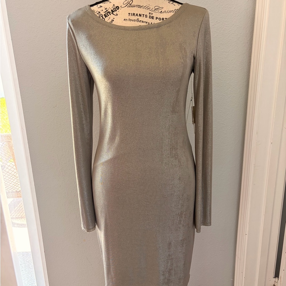 Alice + Olivia Metallic Long Sleeve Dress